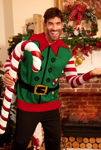 Arvilhill Mens Christmas Hooded Sweater Santa Elf Holiday Funny Knit Xmas Hoodie (S-XXL) - Image 3