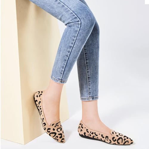 Image of Frank Mully Women's Casual Loafer Flats Slip On Loafer Shoes Comfortable Knit Flat Shoes Classics Pointy Toe Loafer Flats,for Work,Travel