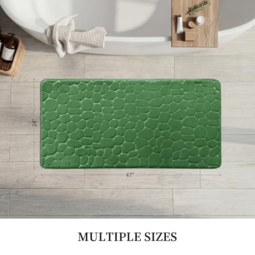 YIHOUSE Memory Foam Runner Rug, Cobblestone Bathroom Runner Rugs Super Water Absorbent Bath Mats for Bathroom Machine Washable Bath Rugs for Hallway Bedroom Laundry Room(24 x 47,Green) - image 5