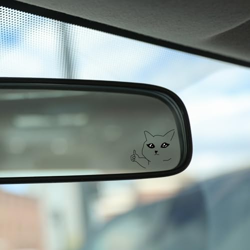 Image of Car Mirror Decals, Cute Kitty Cat Vinyl Stickers, Peeking Design for Rearview Mirror, Car Accessories for Women, Small Stickers for Laptops and Water Bottles (Cat 4)