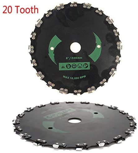 Chainsaw Tooth 9 Inch Brush Blade 20 Tooth 10000 RPM for St-ihl Echo Trimmer, Cutter, Weed Eater Lawn Mower Circular Saw Blade Electric Weeder Accessories with 10''×3 Brush Cutter Blade