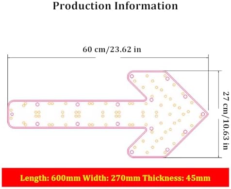 Bright Yellow LED Arrow Sign - Directional Traffic Guide Light for Construction & Highway, 24V Right Arrow Indicator, Flashing Warning Signal for Safety