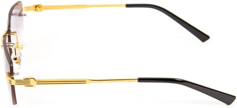 Luxury Rimless Unisex Square Trendy Retro 90's Fashion Stylish Hip Hop Purple Gradient Tint Lens Gold Wire Frame Sun Glasses Frameless Rectangle Summer Shades Sunglasses For Men And Women - Image 6