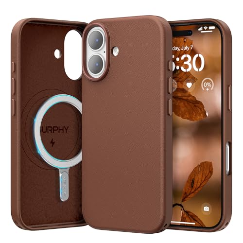 SURPHY für iPhone 17 Leder Hülle für MagSafe 6 3 mit Metallknopf