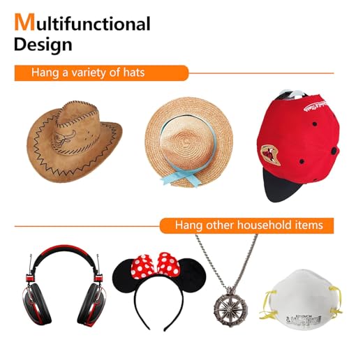Shirene Cap Halterung Wand,12 PCS Selbstklebende Hut Halter Selbstklebende Huthaken Hutständer für Baseball Kein Bohren Organizer Wandmontage für Kopfhörer,Taschen,Schlüsselanhänger