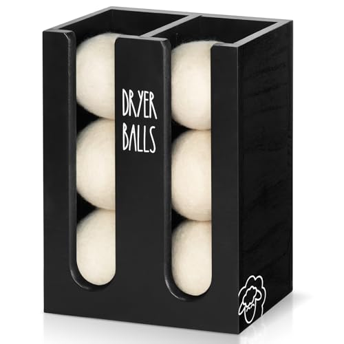 Magnetic Dryer Ball Holder for Washer & Dryer Wall Mount Laundry Organizer and Storage Wooden Laundry Organizer & Dryer Ball Container Magnetic Storage Bin for Laundry Room Accessories & Essentials