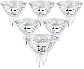 DiCUNO MR16 LED Light Bulbs, GU5.3 Spotlight Bulb Dimmable, 12V DC 5W Equivalent to 50W Halogen, Warm White 2700K, 500LM, 120° Beam Angle Bi-Pin Base Track Light, 6 Packs