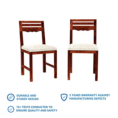 Image of STRATA FURNITURE Solid Sheesham Wood Mehraab Dining Chair with Cushoin | Modern Wooden Study Chairs | Ideal Furniture for Dining Room, Home, Cafe and Office (Set of 2, Honey Finish)