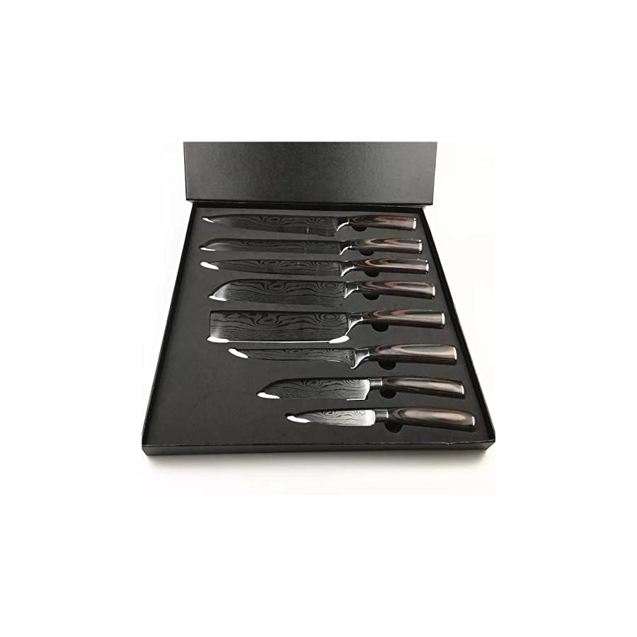 Epicurean-Cook-Majesty-Series-8-Piece-Premium-Japanese-Kitchen-Knife-Set-Ultra-Sharp-Laser-Damascus-Pattern-Professional-Chef-Hibachi-Knives-Juego-de-Cuchillos-para-Cocina-Profesional Epicurean Cook Majesty Series 8-Piece Premium Japanese Kitchen Knife Set - Ultra Sharp Laser Damascus Pattern - Professional Chef Hibachi Knives - Juego de Cuchillos para Cocina Profesional