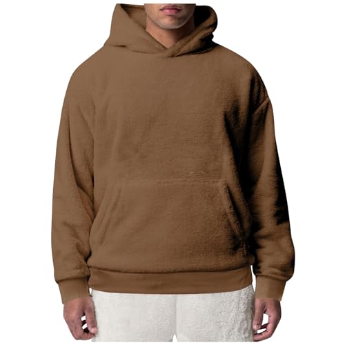 Ymosrh Men's Sweatshirts Casual Hoodies, Fuzzy Fleece Hoodie Fall Winter Warm Pullover Hooded Sweatshirts, M-3XL