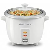 Elite Gourmet ERC-003X Electric Rice Cooker with Automatic Keep Warm Makes Soups, Stews, Grains, Hot Cereals, 6 Cups Cooked (3 Cups Uncooked), White