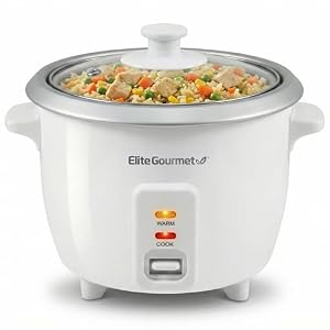 Elite Gourmet ERC-003X Rice Cooker, Keep Warm, White, 6 Cups Cooked | 3 Cups Uncooked – Also Makes Soups, Stews, Grains and Hot Cereals for Versatile One-Pot Meals
