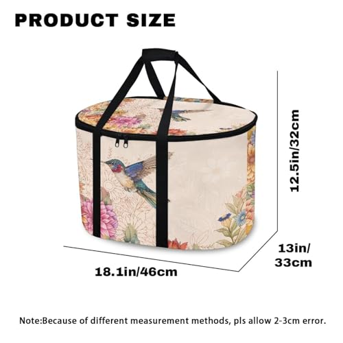 Kathyboom Portable Slow Cooker Travel Bag,Hummingbird Design Insulated Slow Cooker Bags Large for Most 4, 5, 6, 7, 8 Quart Crock - Image 7