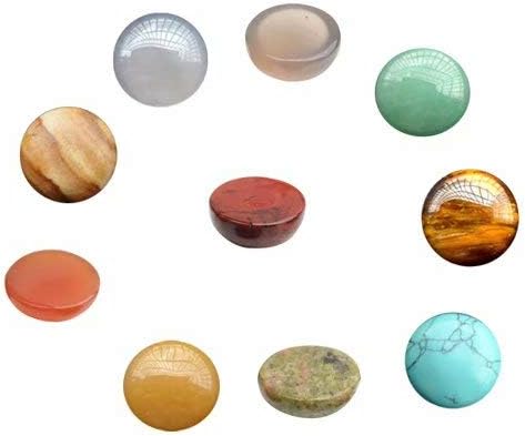 6mm Small Cabochons for Jewelry Making 20 Pcs Assorted Gemstone and Crystal Flat Back Round Cabs (Random Color No Hole)