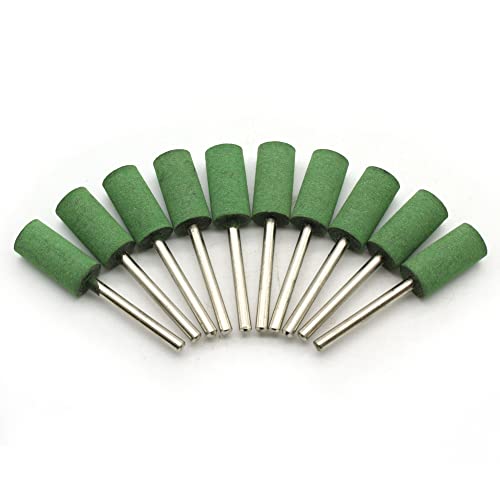 TEMO 10 pc 10 mm (3/8 Inch) Cylinder Rubber Rotary Tool Polishing Burr with 3 mm (1/8 Inch) Shank Compatible for Dremel Rotary Tools