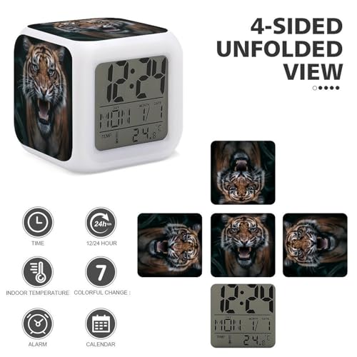 Tiger Seven-Color Glowing Alarm Clock