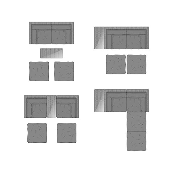 Charles Bentley 2/3 Seater Multi Use Rattan Lounge Set Love Seat Footstools Table in Natural/Grey - Image 7