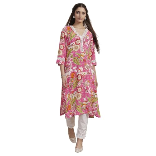 Image of BIBA Women Floral Printed Straight Kurta