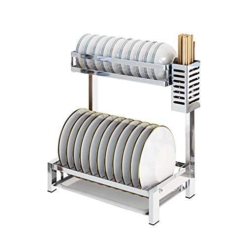 Escurridor Doble de Acero Inoxidable para Cocina, escurridor para Palillos en Forma de T, con Bandeja de Goteo