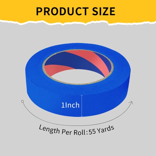 Image of Painters Tape, 1 inch x 55 Yards x 2 Rolls Blue Painters Masking Tape for Indoor and Outdoor Use, Medium Adhesive Paint Tape for DIY Crafts, Arts, Painting, Easy Removal