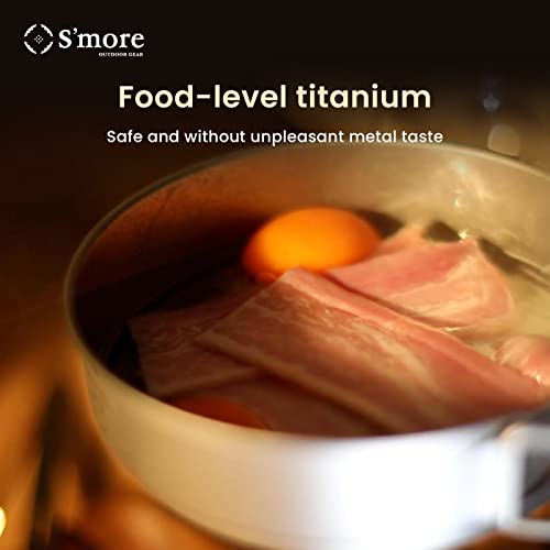 S'more Titanium Cooking Set, Ultralight Eco-Friendly Camping Cookware, 600Ml Pot And 350Ml Pan 2 In 1 With Folding Handle For Hiking, Traveling, And Picnic(Small) #TOP5