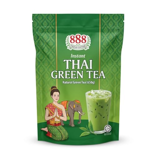 888 Tea & Coffee Prémix Té Verde Tailandés Instantáneo – Bebida Preparación Rápida y Fácil – Bolsa 650g