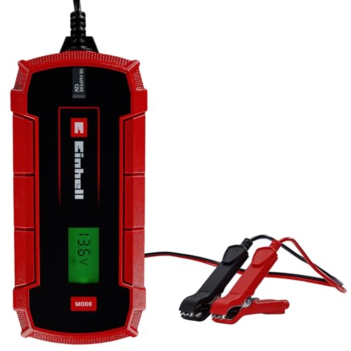 Einhell Chargeur de batterie CE-BC 10 M ( (Pour tous types de batteries, courant de charge maximal de 6 A), Rouge/Noir