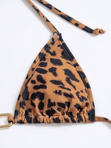 COZYEASE Women's 2 Piece Bikini Sets Leopard Print Halter Tie Triangle Bathing Suit Tie Side Ring Swimsuit Set Beach Outfits4