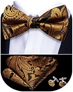 Barry.Wang Fashion Men's Bowtie Set,Wedding Party Bow Ties Silk Designer Handkerchief Cufflink Formal