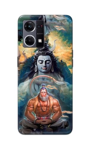 Image of PRINTFIDAA Plastic Printed Hard Back Cover Case For Oppo F21 Pro 4G | Oppo F21S Pro 4G | Oppo Reno7 4G | Oppo Reno 7 4G Back Cover (Lord Shiva And Hanuma) -112, Multicolor