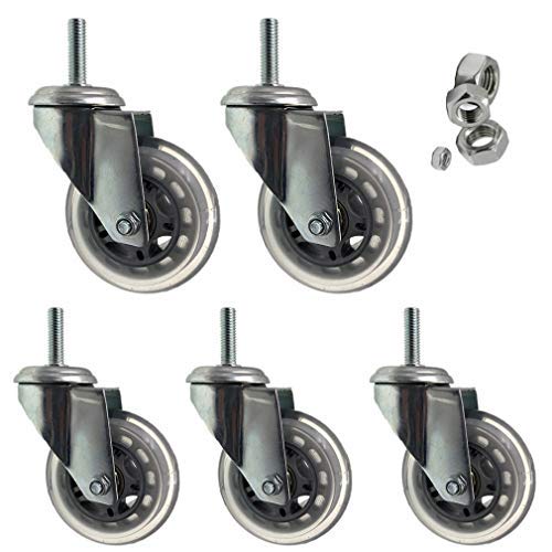 Roulettes de rechange robustes M8 en caoutchouc pour chaise de bureau lot de 5 pièces