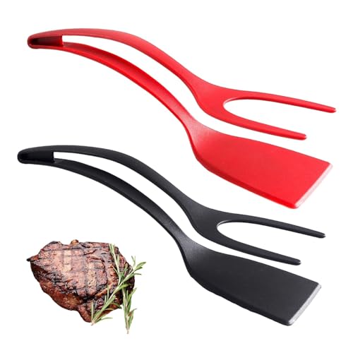 2 PCS Egg Spatula, Non Stick Frying Pan 2 in 1 Grip & Flip Kitchen Tongs by Saycker - Used condition - US$8.40