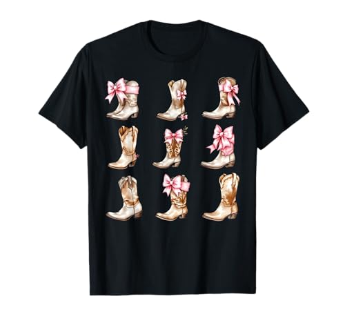 Cowgirl Boots Pink Bow Coquette Girls Girly Cow Girl Outfits Camiseta