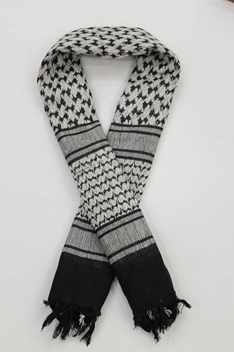 Image of Cotton Shemagh Keffiyeh Scarf - Lightweight Tactical Desert Head Neck Wrap, Sun Protection Outdoor Scarf for Summer Hiking