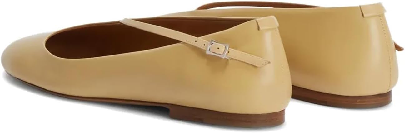 Women's Square Toe Mary Jane Flats Adjustable Strap Buckle Ballet Flats Round Toe Dress Shoes for Office Casual Daily