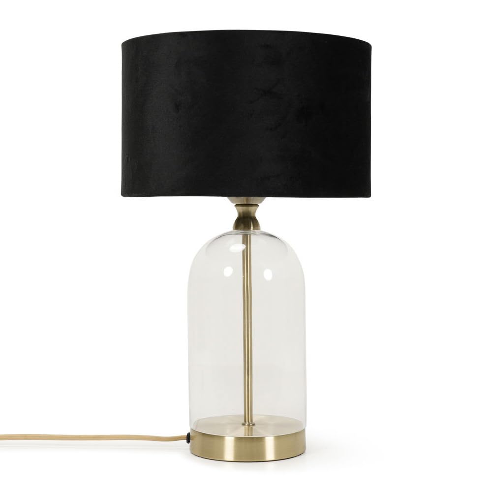 Valuelights Black | Glass And Gold Metal Table Lamp With A Velvet Lampshade | Home Décor, Bedside & Desk Lamp