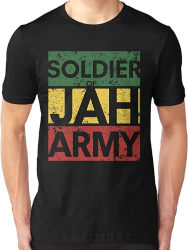 Photo de YUWUKEEE Soldier of Jah Army T Shirt Jamaica Marley Rasta Lion Weed High Mens