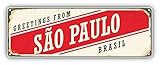 DG Graphics Sao Paulo Retro Travel Tin Sign Art Decor 6'' x 2'' Magnet Vinyl Magnetic Sheet for Lockers, Cars, Signs, Refrigerator