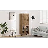 Ambiance de salon moderne : avec son style minimaliste, ses poignées en métal noir et ses pieds carrés en métal, cette armoire haute s'intègre parfaitement dans le salon et la salle à manger modernes. Elle allie élégance et fonctionnalité pratique et met en valeur n'importe quelle pièce.