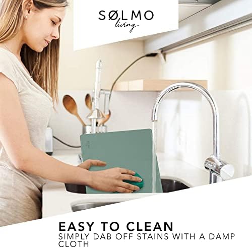 sølmo I Designer Place Mats Made of PU Leather, Heat Resistant Two-Tone, Set of 4 Wipe-Clean Placemats, Leather Placemats, Children (Petrol/Grey)