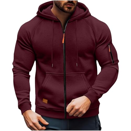 Sudadera con capucha para hombre, informal, holgada, con mangas raglán, para mayor comodidad en invierno, rojo, L