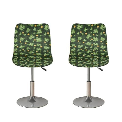 Image of Lucky Clover Bar Stools Set of 4 Height Counter Bar Stools for Slip Resistant Seat Covers Swivel Adjustable Stool Chair for Home Kitchen Island