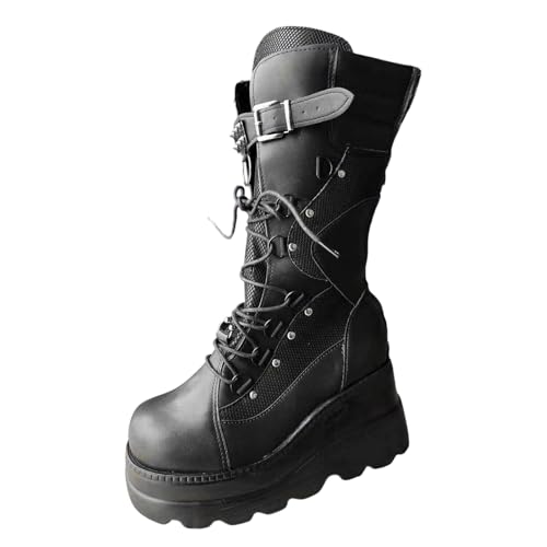 Bottes mi-mollet plateforme bout rond talon épais femme