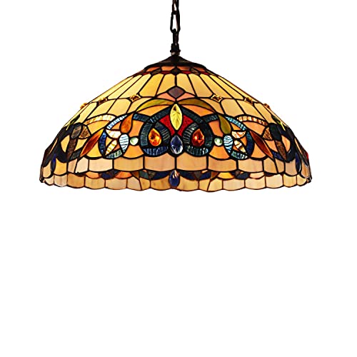 Chloe Lighting Serenity Victorian Tiffany-Style Blackish Bronze 2 Light Hanging Pendant 18" Wide, Multicolor #TOP1