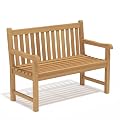 A-ECO LIVING OTSUN Teak Bench Outdoor, 2-Person Wood Garden Bench with 800lb Capacity All-Weather Durable Fade-Resistant, Suitable for Courtyard Lawn Park Porche Backyard Patio & Deck