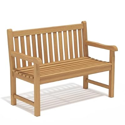 A-ECO LIVING OTSUN Teak Bench Outdoor, 2-Person Wood Garden Bench with 800lb Capacity All-Weather Durable Fade-Resistant, Suitable for Courtyard Lawn Park Porche Backyard Patio & Deck