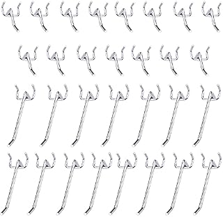 Rayong Pegboard Hooks 30Pcs (5cm & 10cm) Metal Pegboard Hooks Single Steel Pegboard Hooks Board Hooks Panel Display Hooks for Retail Display Store Supermarket Kitchen Home