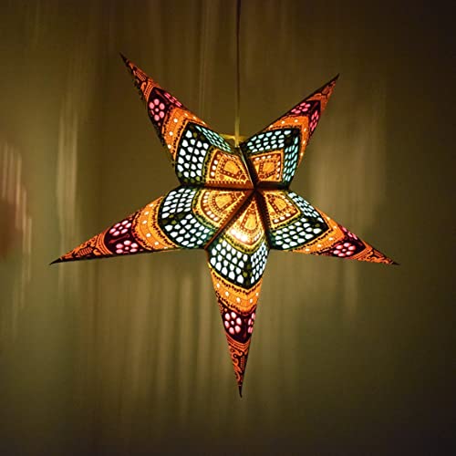 Image of Honeycomb Yellow Paper Star Lantern with 12 Foot Power Cord Included
