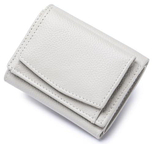 Image of Small Wallet Women Genuine Leather RFID Blocking Trifold Tiny Wallets with Snap Coin Pouch 7 Card Solts