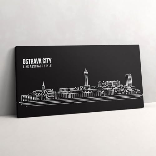 Toile Ostrava 100x50cm tableau de ville pour vue panoramique dans le salon